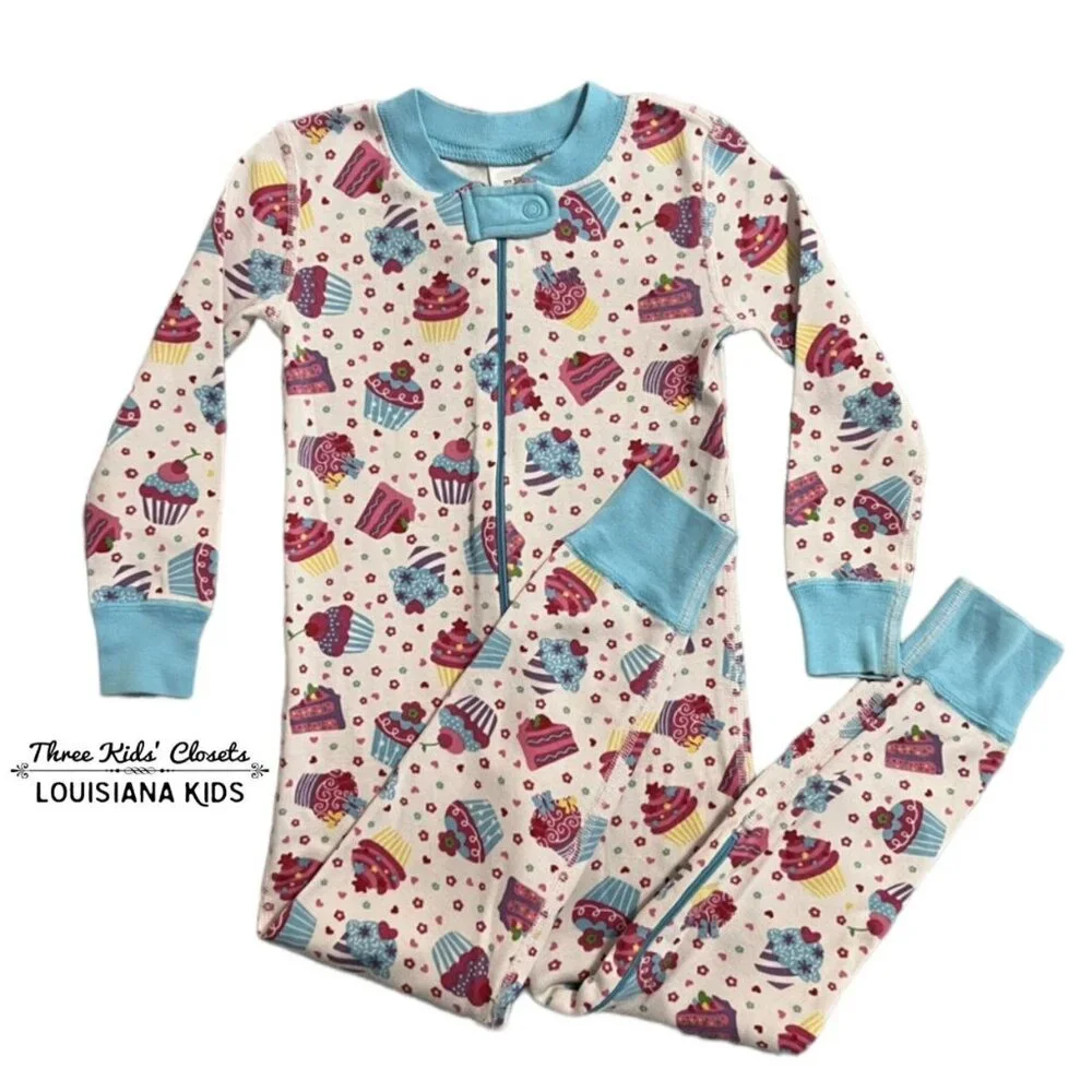 Hanna Andersson Sz 90 (3) Cupcake Zipper Sleeper Pajamas